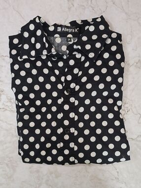 Men's Black and White Polka Dot Button Down
